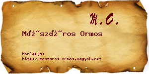 Mészáros Ormos névjegykártya